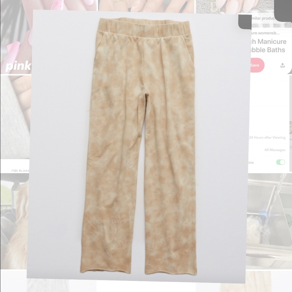 aerie flare pants- beige/white mix